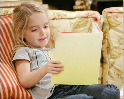 Faith reading a book