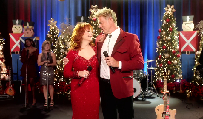 John Schneider and Rebe McEntire in "Christmas in Tune" on Lifetime