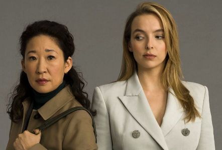 Sandra Oh as Eve Polastri and Jodie Comer as Villanelle; photo from bbc.com